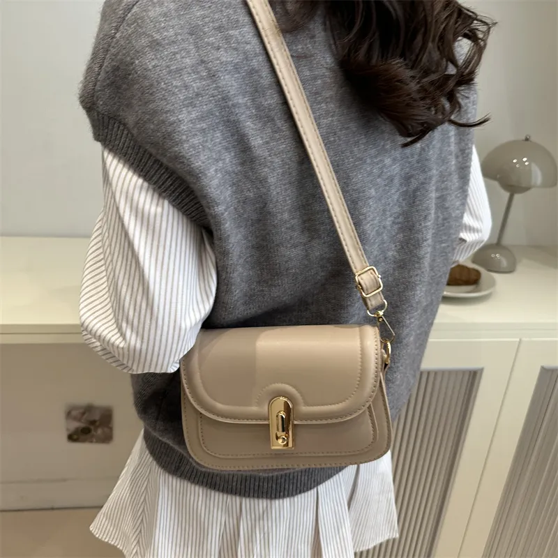 Dusen Kangaroo PU Small Square Bag, Crossbody Bag Regular Women's White/Black/Brown-15