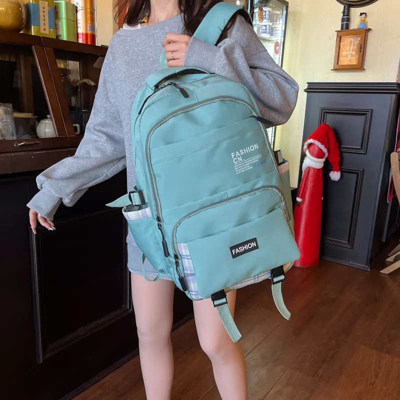 Dusen Kangaroo Nylon Backpack Unisex Black/Pink/Red/Green/Blue-18