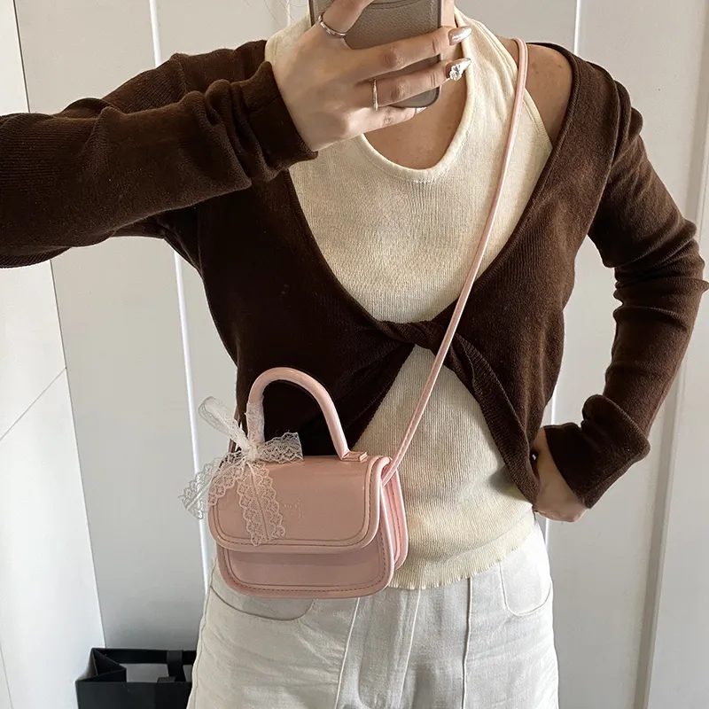 Dusen Kangaroo PU Crossbody Bag Regular Women's White/Silver/Black/Blue/Pink-19