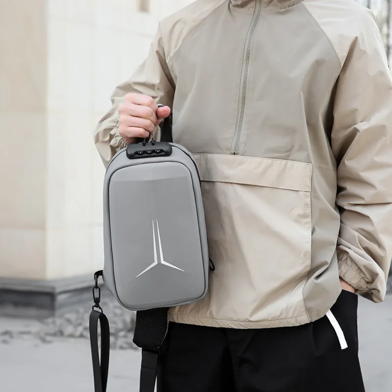 Dusen Kangaroo Membrana Dermalis Sling Bag Regular Unisex Dark Gray/Light Gray/Black/Blue-3