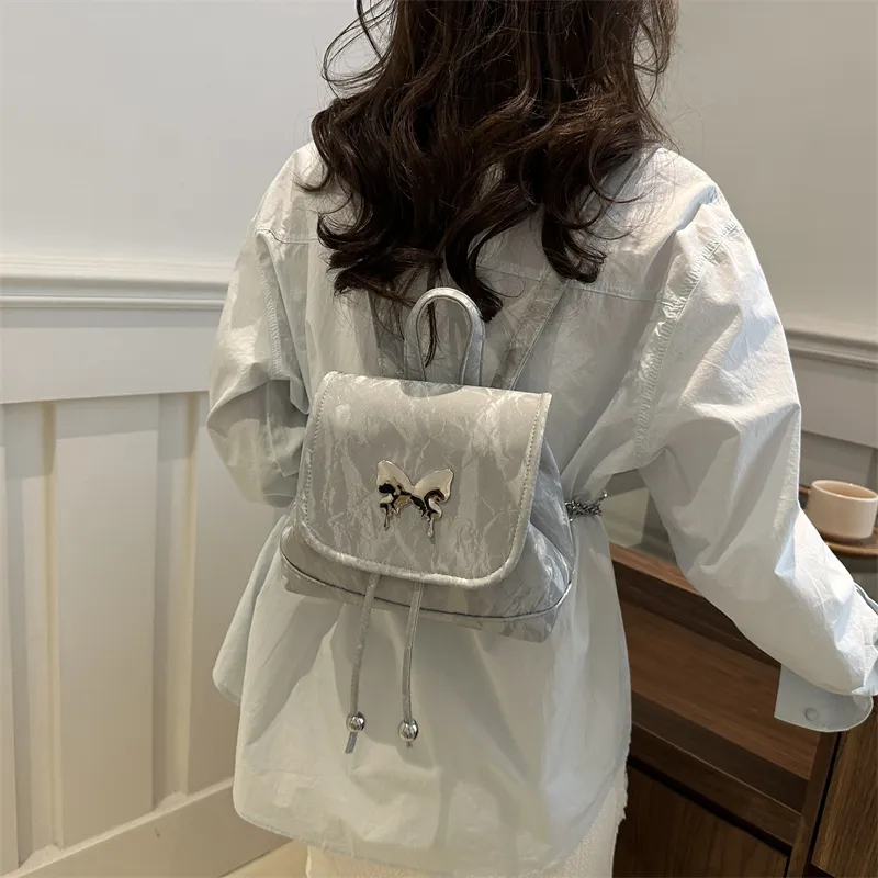 Dusen Kangaroo PU Backpack Women's White/Silver/Multicolor-10