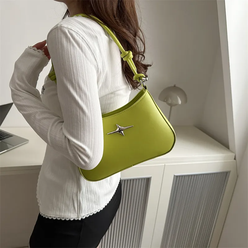 Dusen Kangaroo PU Shoulder Bag Regular Women's White/Black/Khaki/Green/Pink/Brown-16