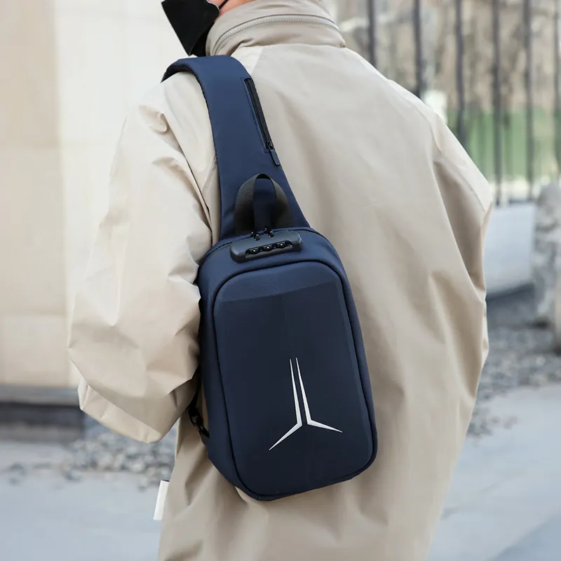 Dusen Kangaroo Membrana Dermalis Sling Bag Regular Unisex Dark Gray/Light Gray/Black/Blue-12
