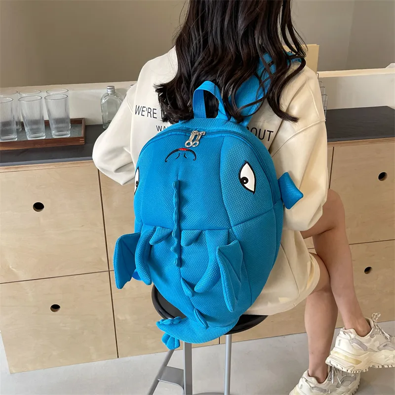 Dusen Kangaroo Nylon Fabric Backpack Regular Unisex Black/Gray/Rose Red/Neon Green/Blue-23