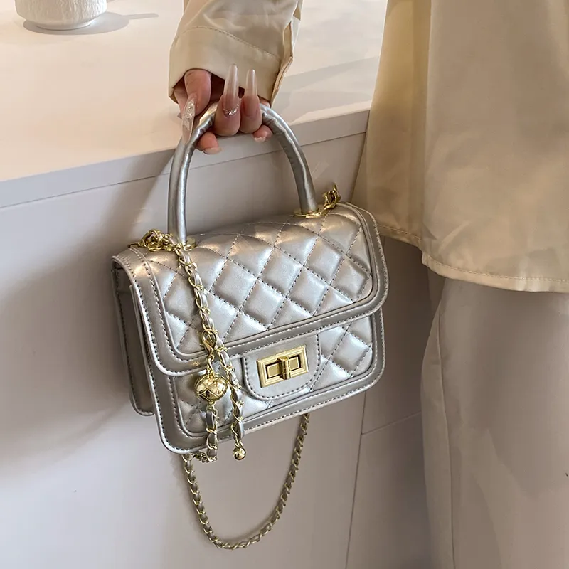 Dusen Kangaroo PU Crossbody Bag, Handbag Women's White/Silver/Black/Multicolor-8