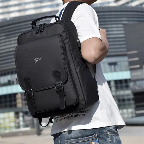 Dusen Kangaroo Oxford Backpack Regular Men's Black/Gray-3
