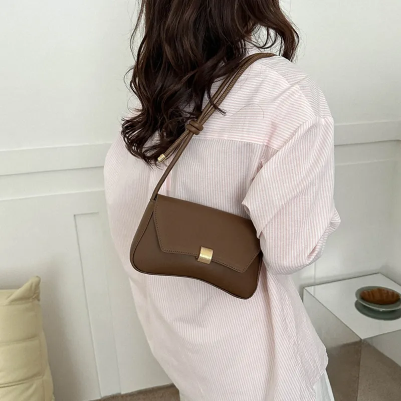 Dusen Kangaroo PU Shoulder Bag Women's Black/White/Green/Khaki/Brown-14