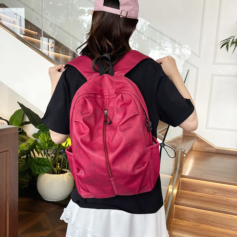 Dusen Kangaroo Nylon Backpack Unisex White/Black/Red/Dark Green/Light Green-13