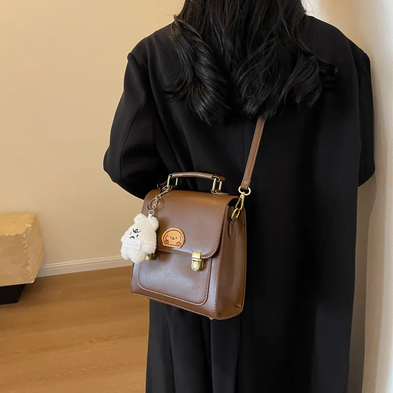 Dusen Kangaroo PU Backpack Regular Women's Coffee/Brown/Black-5