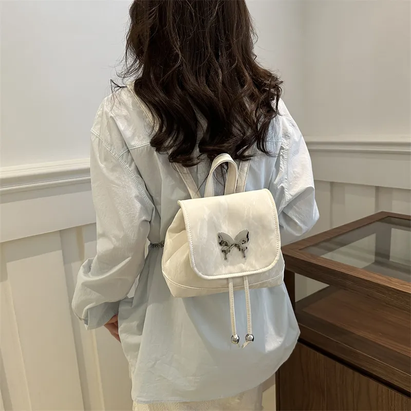 Dusen Kangaroo PU Backpack Women's White/Silver/Multicolor-3