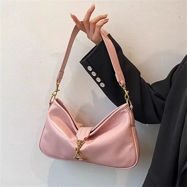 Dusen Kangaroo PU Shoulder Bag, Handbag Women's Pink/Black/Coffee-3