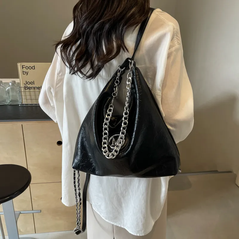 Dusen Kangaroo PU Shoulder Bag, Crossbody Bag Unisex Ecru/Silver/Black/Brown-22