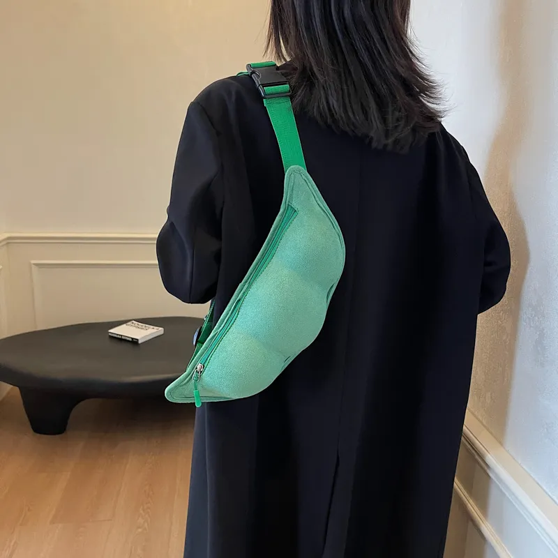 Dusen Kangaroo Velour Sling Bag Unisex Khaki/Green/Black-8