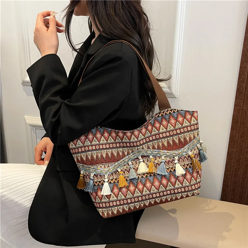 Dusen Kangaroo Canvas Bag, Shoulder Bag Women's Red/Brown/Blue-9