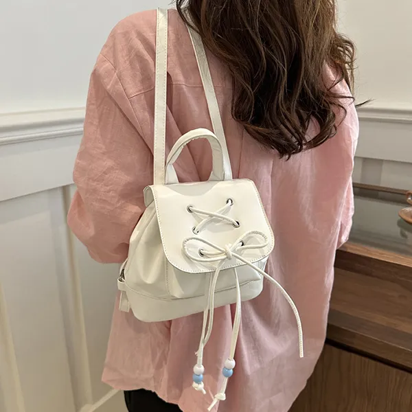 Dusen Kangaroo PU Backpack Regular Pink/Silver/Black/White-13