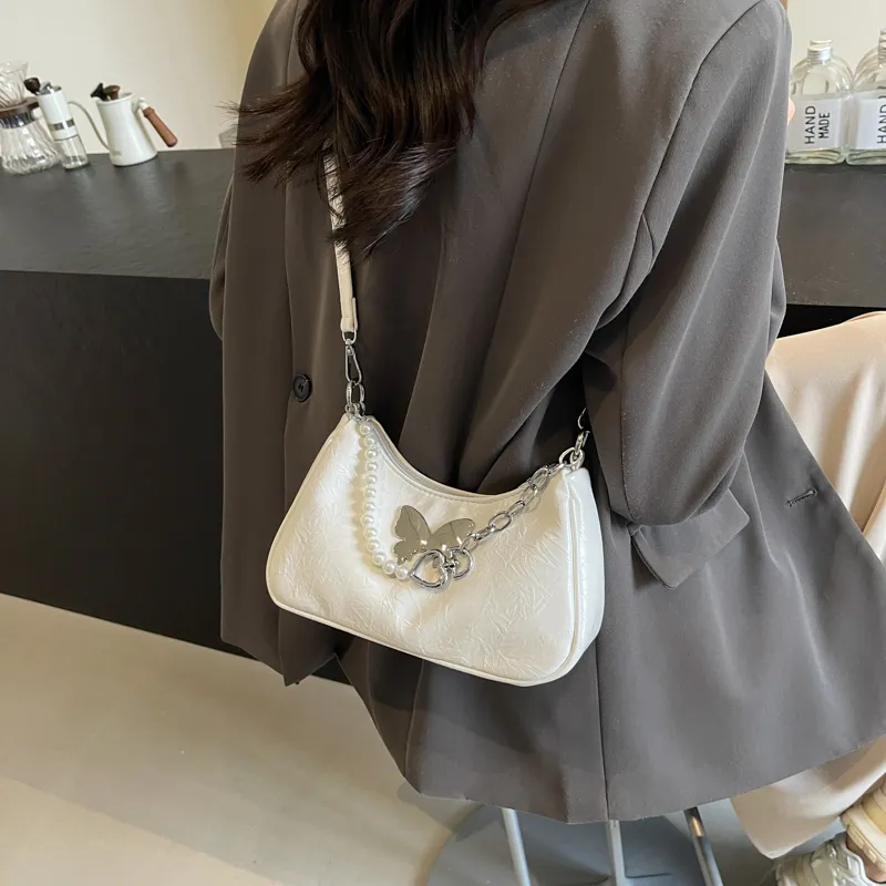 Dusen Kangaroo PU Shoulder Bag, Crossbody Bag Regular Women's Silver/Black/Pink/Ecru-16