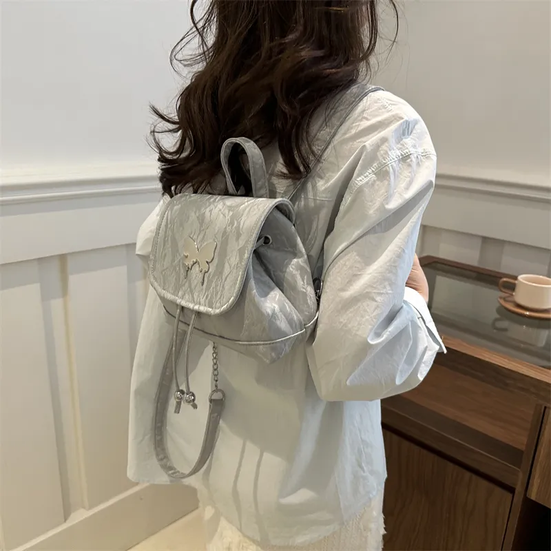 Dusen Kangaroo PU Backpack Women's White/Silver/Multicolor-8