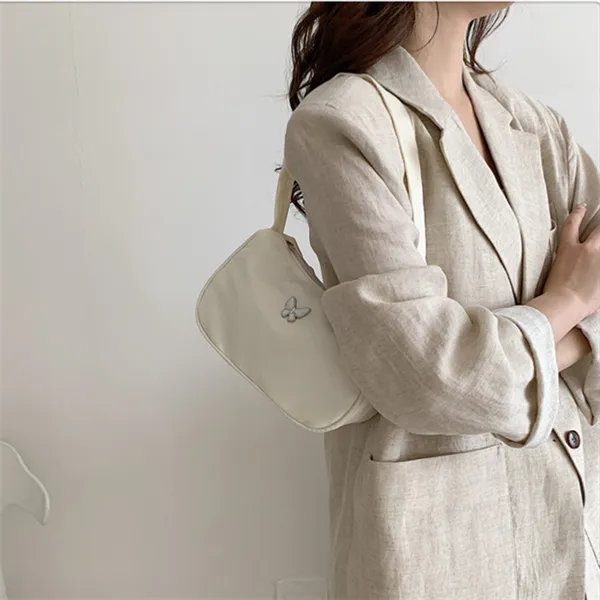 Dusen Kangaroo Nylon Shoulder Bag Regular Women's Black/White-10