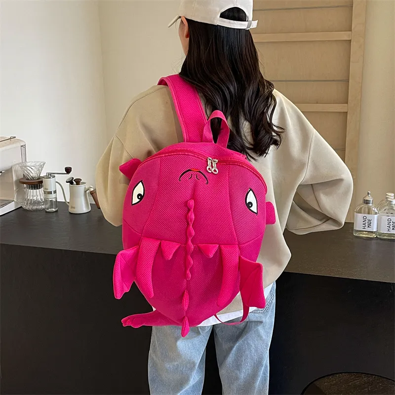 Dusen Kangaroo Nylon Fabric Backpack Regular Unisex Black/Gray/Rose Red/Neon Green/Blue-15