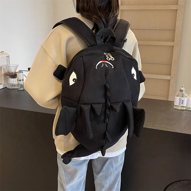 Dusen Kangaroo Nylon Fabric Backpack Regular Unisex Black/Gray/Rose Red/Neon Green/Blue-9