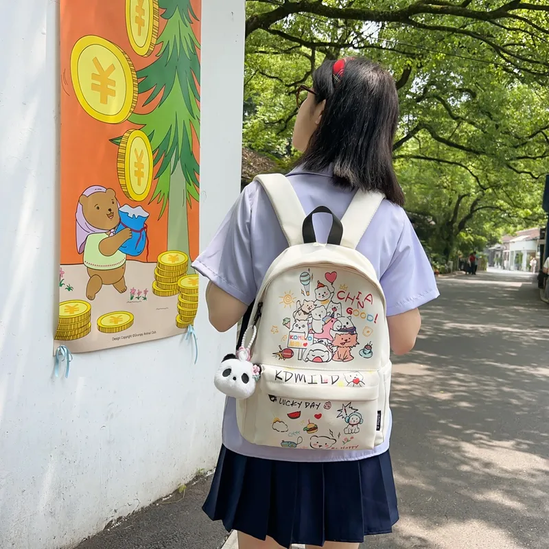 Dusen Kangaroo Nylon Backpack Large Size Unisex Multicolor-1