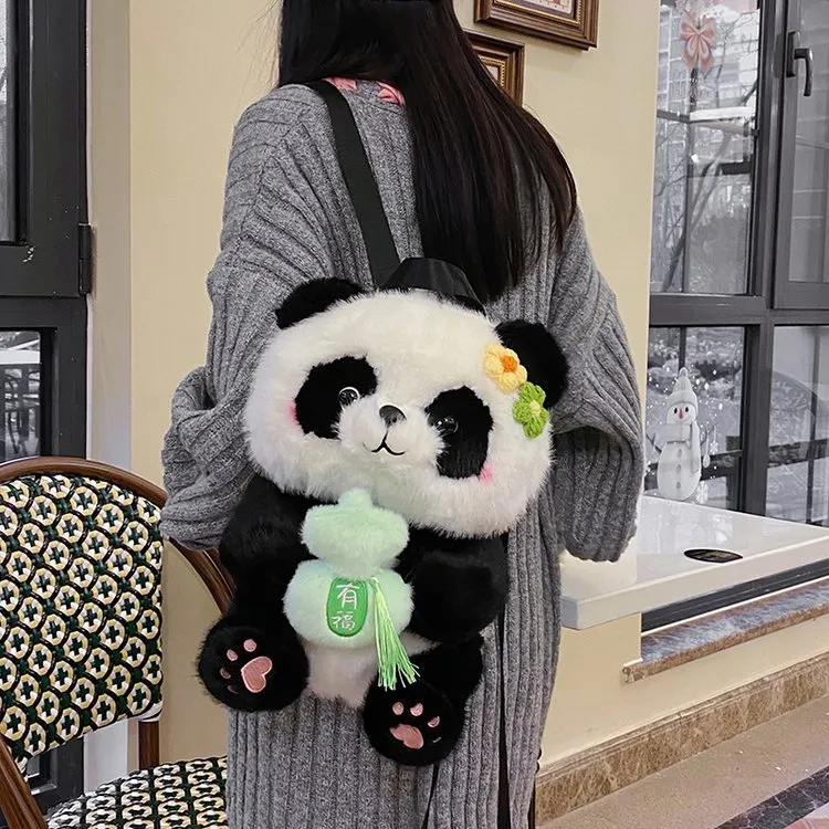 Dusen Kangaroo Plush Backpack Regular Unisex Brown/Avocado/Red Apple/Green Gourd-6