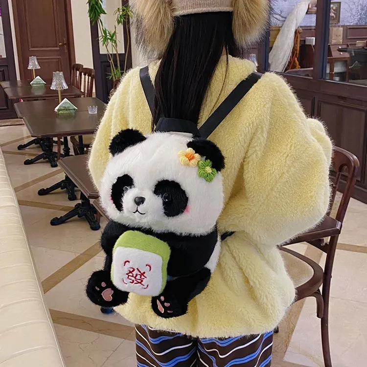 Dusen Kangaroo Plush Backpack Regular Unisex Brown/Avocado/Red Apple/Green Gourd-13