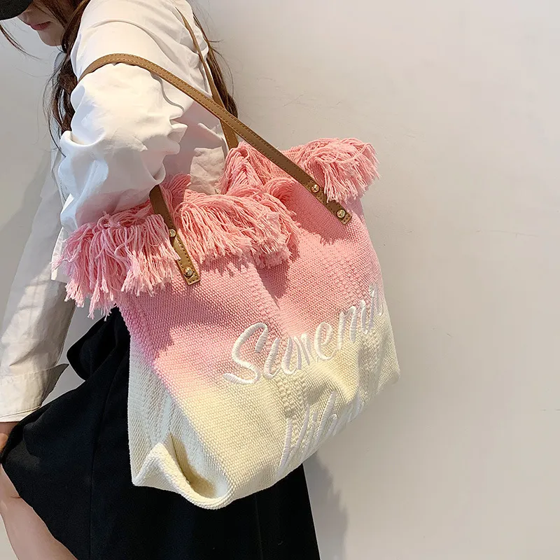 Dusen Kangaroo Canvas Bag, Shoulder Bag Women's White/Khaki/Green/Pink/Black-25