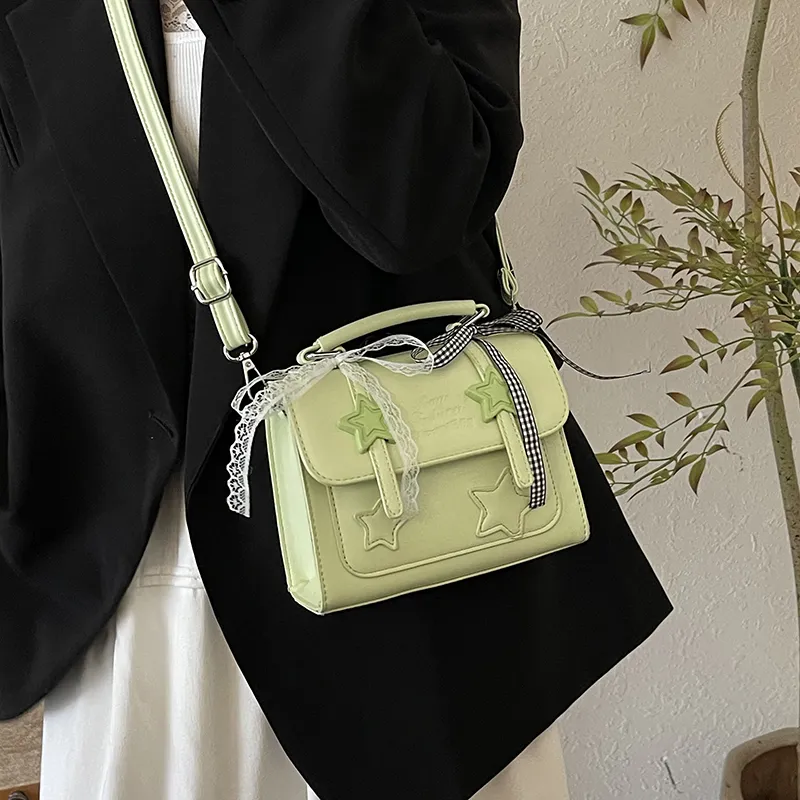 Dusen Kangaroo PU Handbag Women's White/Green/Purple/Pink/Black-8
