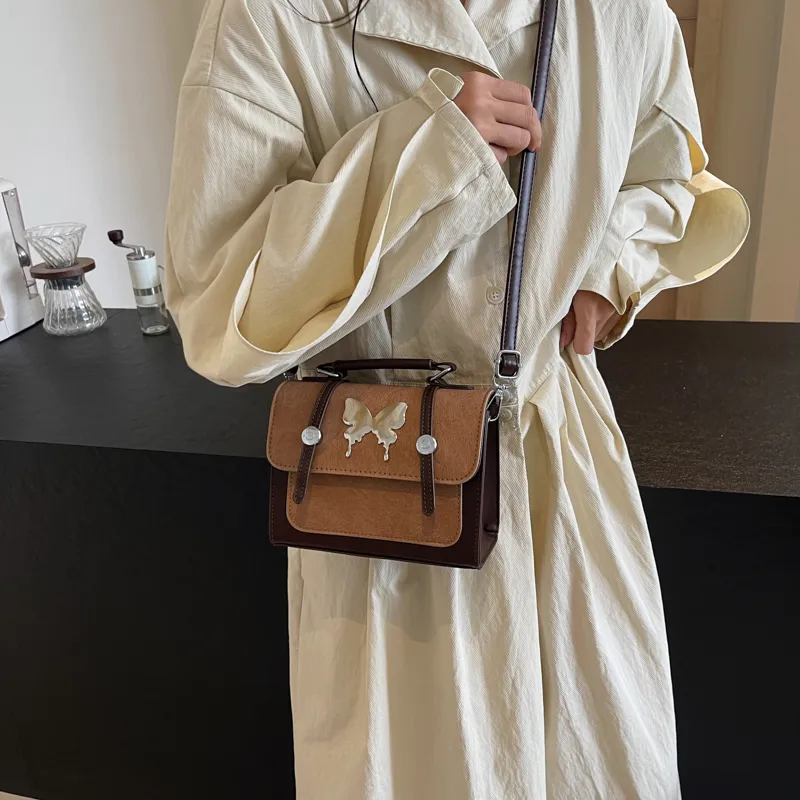 Dusen Kangaroo PU Crossbody Bag Regular Unisex Coffee & Brown/Coffee & Blue/White & Pink/Blue & Brown-5
