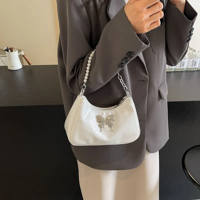 Dusen Kangaroo PU Shoulder Bag, Crossbody Bag Regular Women's Silver/Black/Pink/Ecru-20