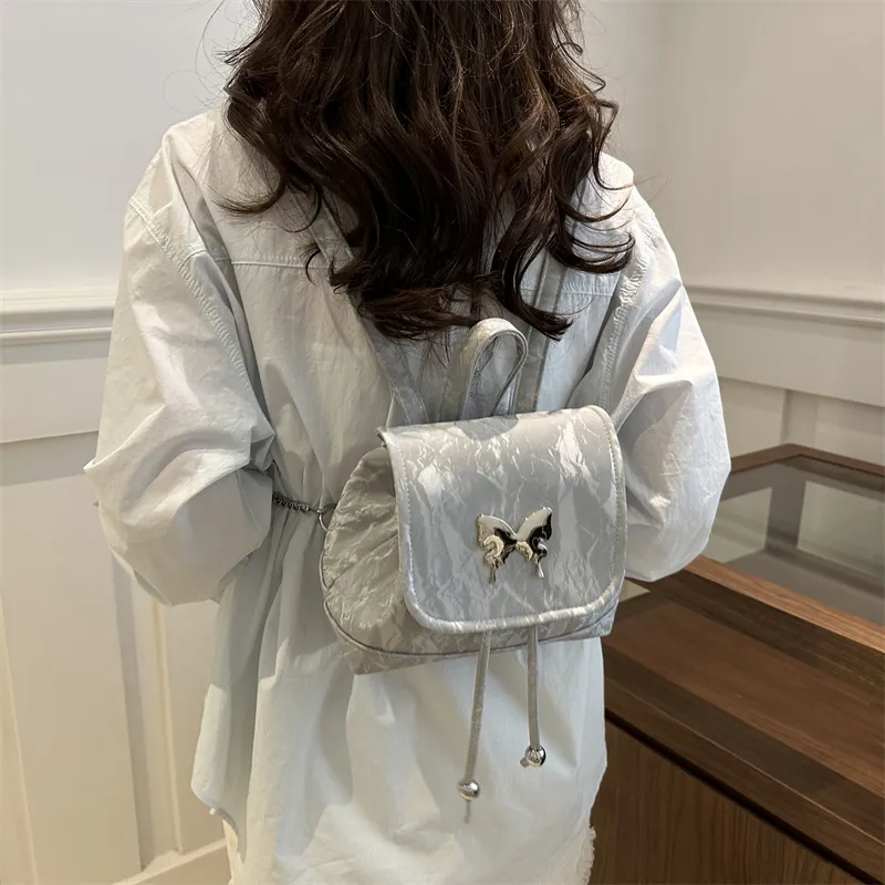 Dusen Kangaroo PU Backpack Women's White/Silver/Multicolor-9