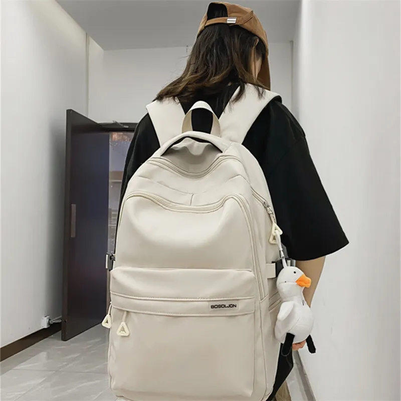Dusen Kangaroo Nylon Fabric Backpack Large Size Unisex White/Black/Red/Blue-1