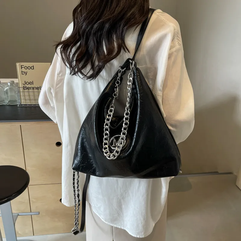 Dusen Kangaroo PU Shoulder Bag, Crossbody Bag Unisex Ecru/Silver/Black/Brown-23
