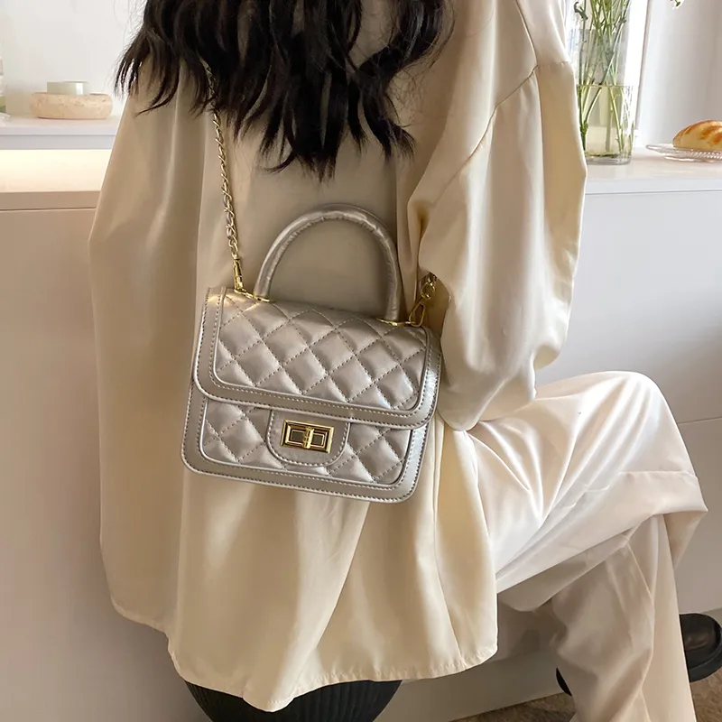 Dusen Kangaroo PU Crossbody Bag, Handbag Women's White/Silver/Black/Multicolor-12