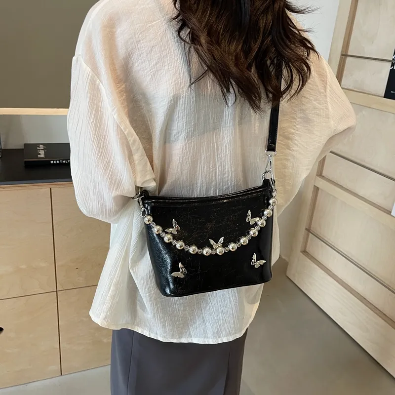 Dusen Kangaroo PU Shoulder Bag, Crossbody Bag, Handbag Unisex Ecru/Silver/Black/Burgundy-14