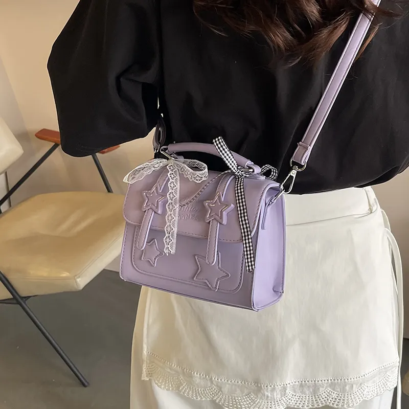 Dusen Kangaroo PU Handbag Women's White/Green/Purple/Pink/Black-16