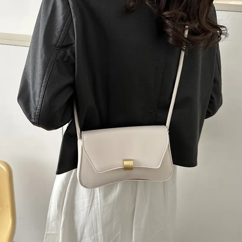 Dusen Kangaroo PU Shoulder Bag Women's Black/White/Green/Khaki/Brown-4