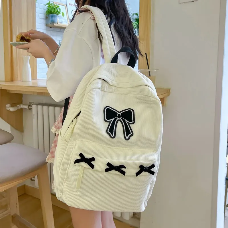 Dusen Kangaroo Nylon Backpack Women's White/Black-3