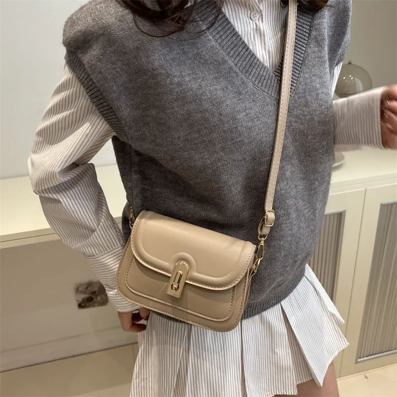 Dusen Kangaroo PU Small Square Bag, Crossbody Bag Regular Women's White/Black/Brown-18