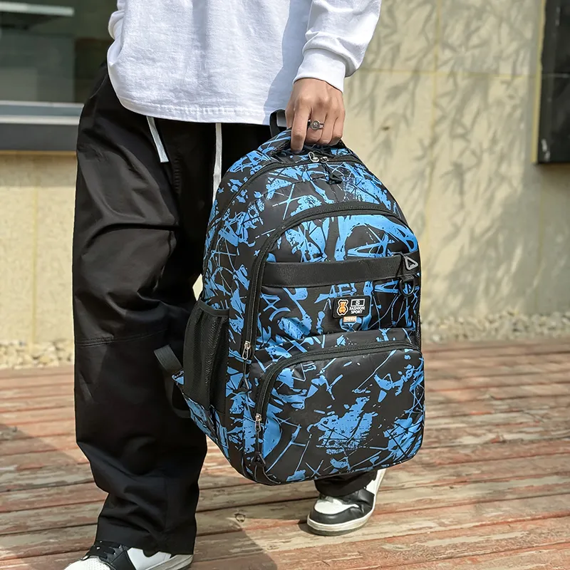 Dusen Kangaroo Oxford Backpack Regular Unisex Blue/Black Gray/Black Green/Black Blue-3