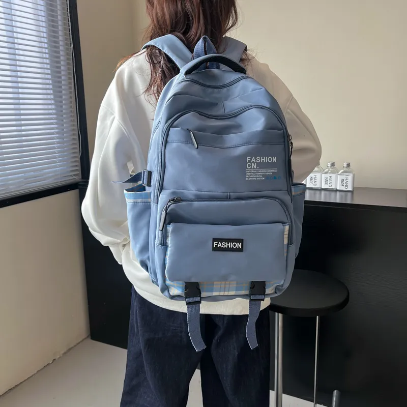 Dusen Kangaroo Nylon Backpack Unisex Black/Pink/Red/Green/Blue-24
