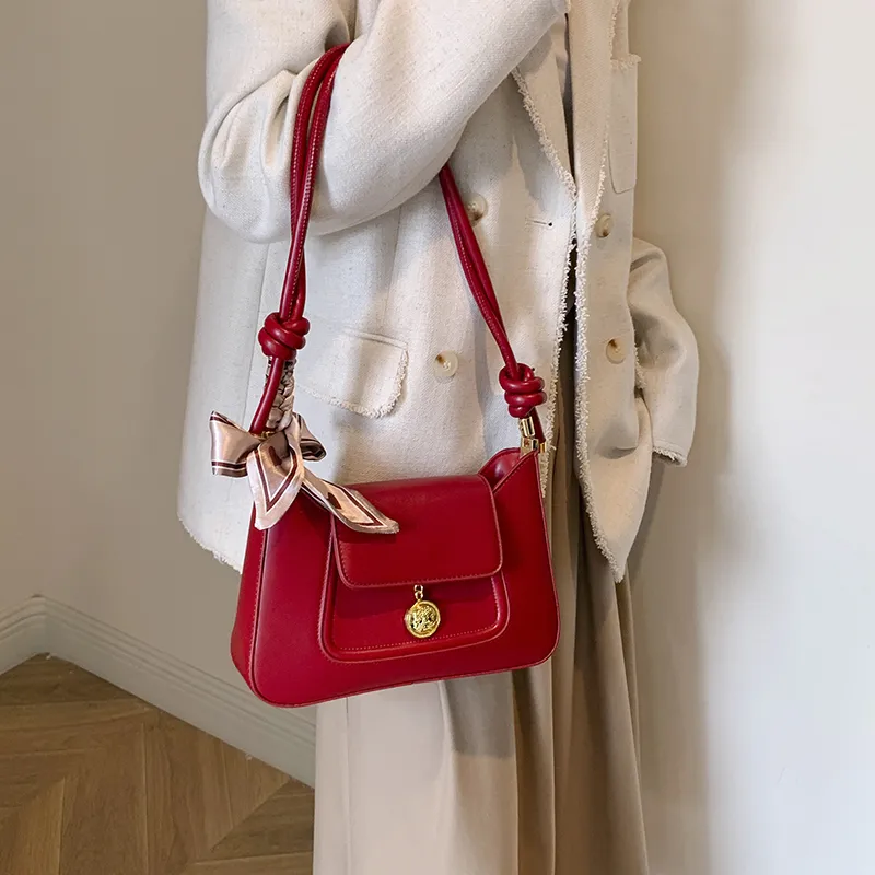 Dusen Kangaroo PU Crossbody Bag, Shoulder Bag Women's Black/Red-8