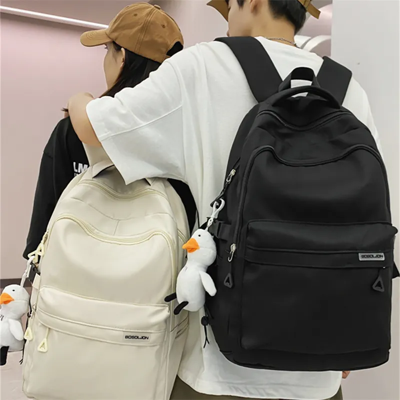 Dusen Kangaroo Nylon Fabric Backpack Large Size Unisex White/Black/Red/Blue-5
