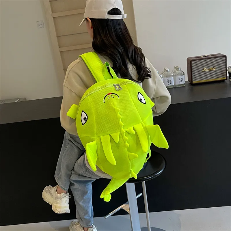 Dusen Kangaroo Nylon Fabric Backpack Regular Unisex Black/Gray/Rose Red/Neon Green/Blue-18