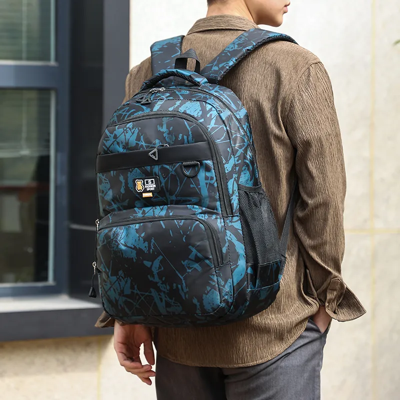 Dusen Kangaroo Oxford Backpack Regular Unisex Blue/Black Gray/Black Green/Black Blue-12