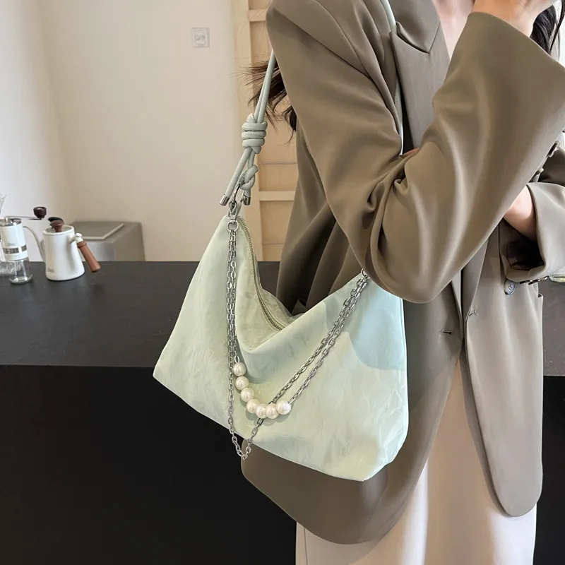 Dusen Kangaroo PU Tote Bag, Shoulder Bag Regular Women's Ecru/Silver/Black/Green-27