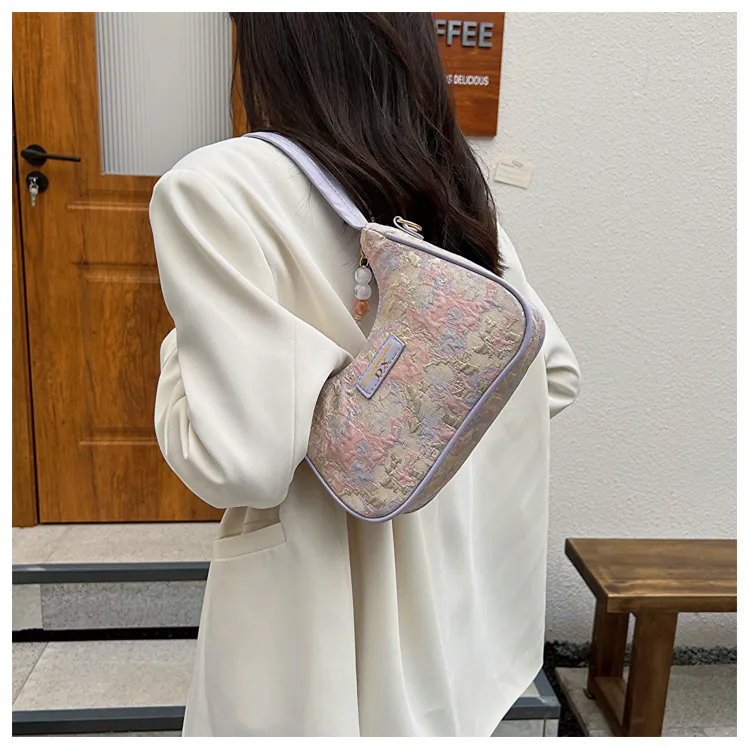 Dusen Kangaroo Canvas Crossbody Portable Dumpling Bag Shoulder Bag Trumpets Women's Blue/Purple/Pink-6