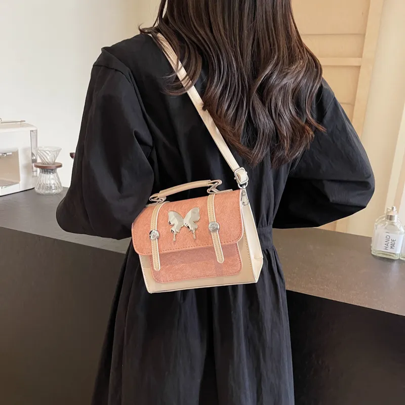 Dusen Kangaroo PU Crossbody Bag Regular Unisex Coffee & Brown/Coffee & Blue/White & Pink/Blue & Brown-15