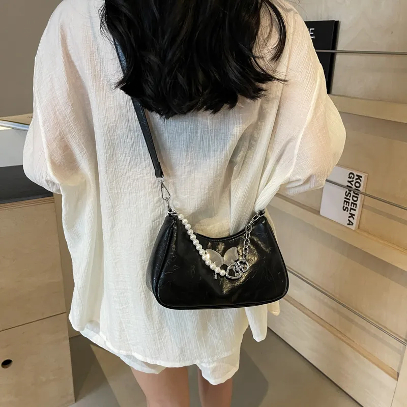 Dusen Kangaroo PU Shoulder Bag, Crossbody Bag Regular Women's Silver/Black/Pink/Ecru-9